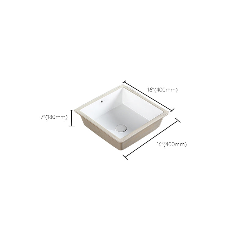 Modern Bathroom Sink Square Ceramic 1-Hole Overflow Sink with Faucet