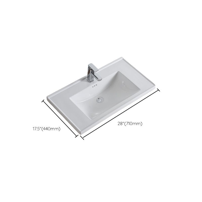 Modern Bathroom Sink Porcelain Rectangular Drop-in Bathroom Sink with Pop-Up Drain