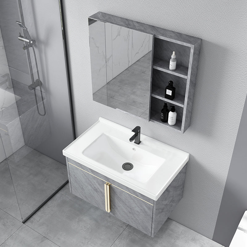 Contemporary Sink Vanity Mirror Cabinet Wall Mount Vanity Cabinet with Storage Shelving