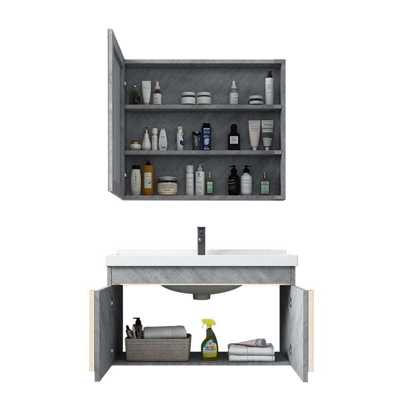 Contemporary Sink Vanity Mirror Cabinet Wall Mount Vanity Cabinet with Storage Shelving