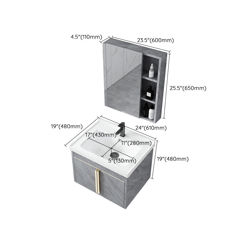 Contemporary Sink Vanity Mirror Cabinet Wall Mount Vanity Cabinet with Storage Shelving