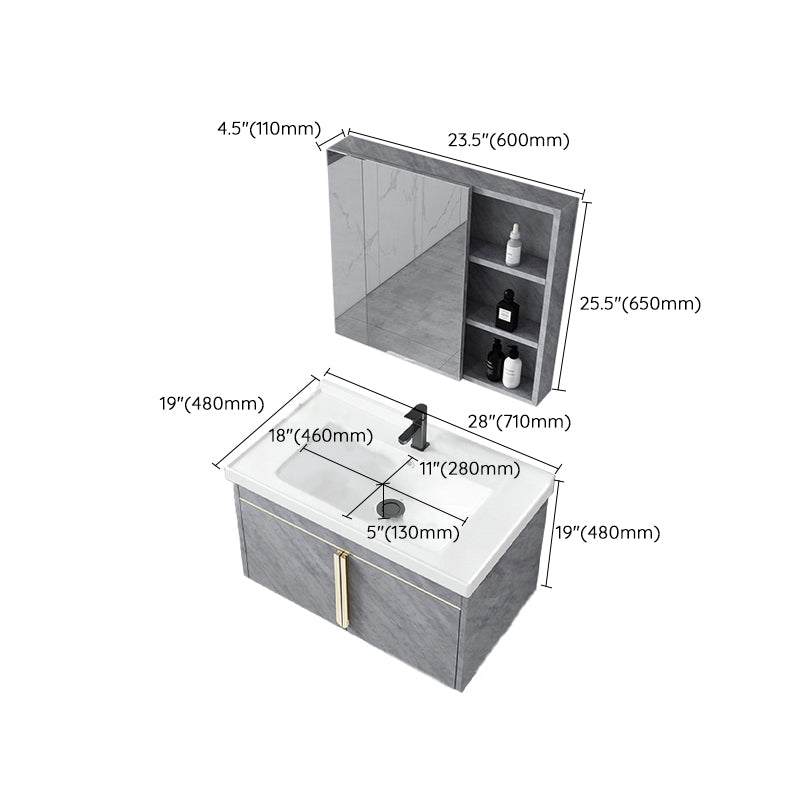 Contemporary Sink Vanity Mirror Cabinet Wall Mount Vanity Cabinet with Storage Shelving