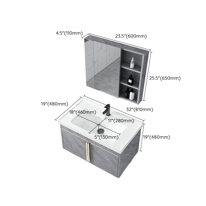 Contemporary Sink Vanity Mirror Cabinet Wall Mount Vanity Cabinet with Storage Shelving