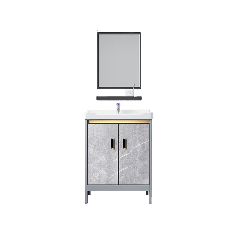 Metal Freestanding Sink Vanity Modern Mirror Cabinet Bathroom Vanity Set in Gray