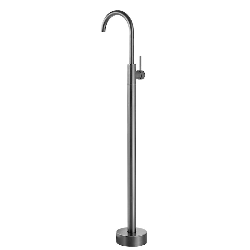 Modern Floor Mounted Metal Freestanding Tub Filler Swivel High Arc Freestanding Faucet