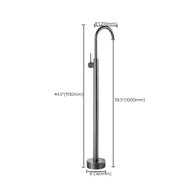 Modern Floor Mounted Metal Freestanding Tub Filler Swivel High Arc Freestanding Faucet