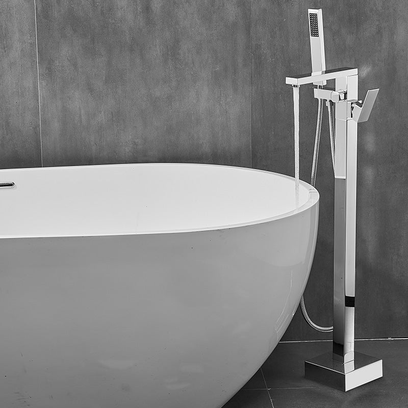 Floor Mounted Metal Freestanding Tub Filler Swivel High Arc Freestanding Faucet