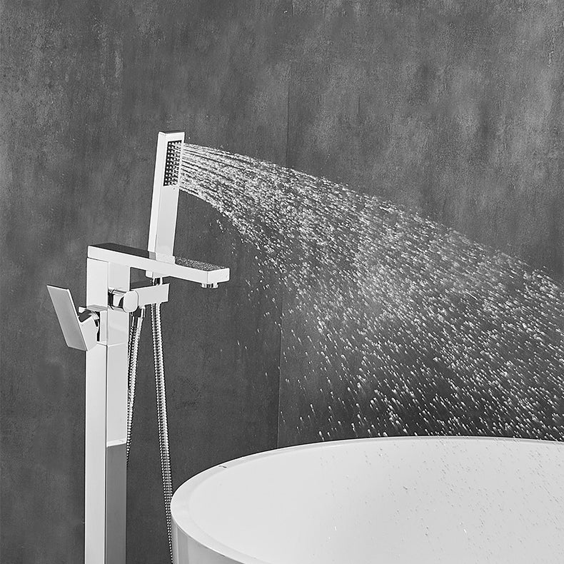 Floor Mounted Metal Freestanding Tub Filler Swivel High Arc Freestanding Faucet