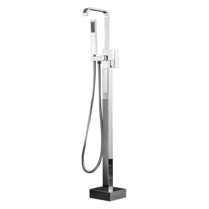 Floor Mounted Metal Freestanding Tub Filler Swivel High Arc Freestanding Faucet