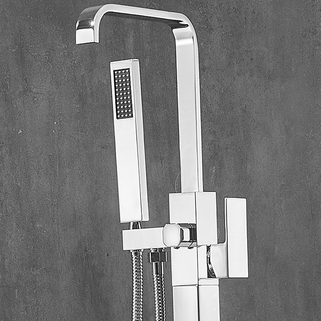 Floor Mounted Metal Freestanding Tub Filler Swivel High Arc Freestanding Faucet
