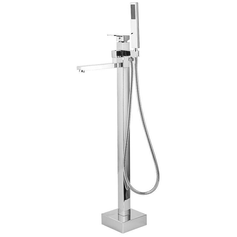 Floor Mounted Metal Freestanding Tub Filler Swivel High Arc Freestanding Faucet