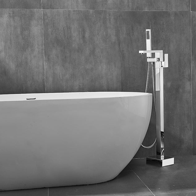 Floor Mounted Metal Freestanding Tub Filler Swivel High Arc Freestanding Faucet