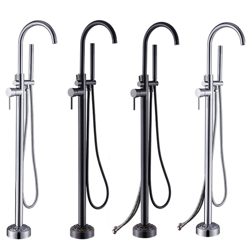 Modern Floor Mounted High Arc Freestanding Tub Filler Freestanding Copper Tub Filler Trim