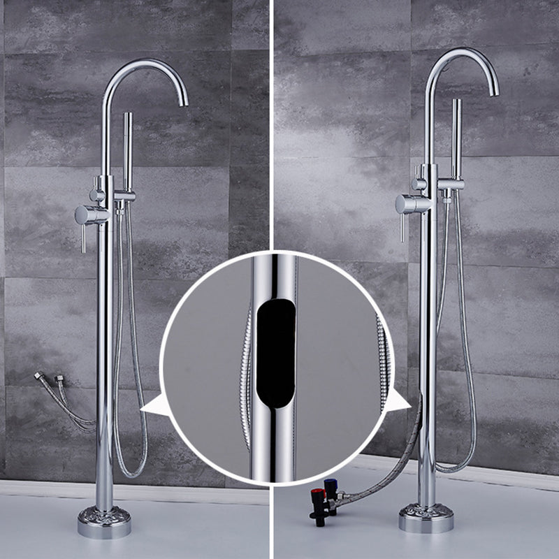 Modern Floor Mounted High Arc Freestanding Tub Filler Freestanding Copper Tub Filler Trim