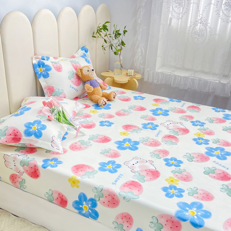 Twill Cotton Bed Sheet Set Breathable Sheet 1 Piece Fitted Sheet