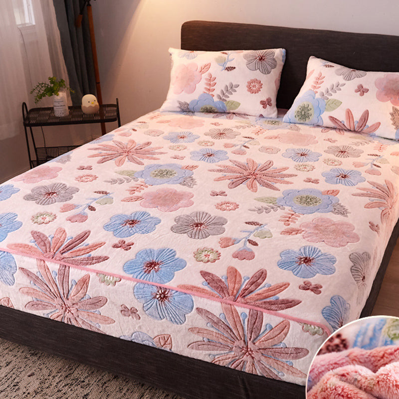 Flannel Fitted Sheet Printing Fade Resistant Soft Fitted Sheet Set