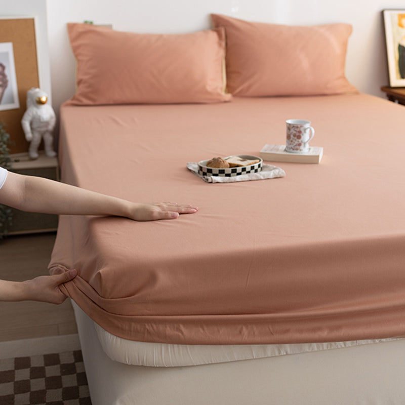 Cotton Blend Bed Sheet Breathable Whole Colored Soft Bed Sheet Set