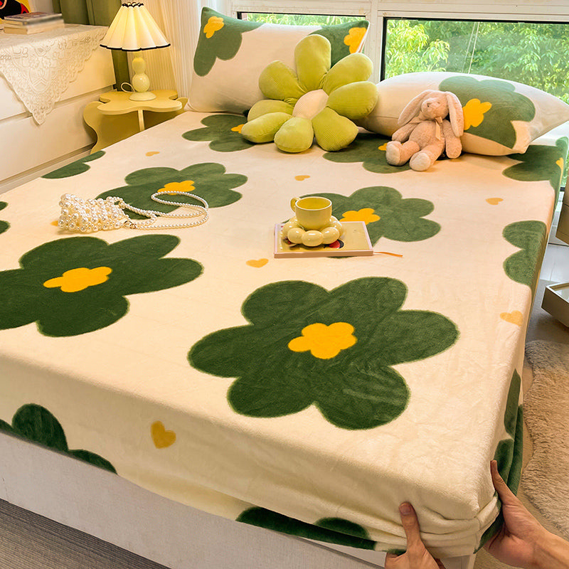 Non-Pilling Sheet Painting Fade Resistant Soft Flannel Bed Sheet Set