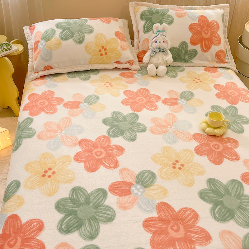 Non-Pilling Sheet Painting Fade Resistant Soft Flannel Bed Sheet Set