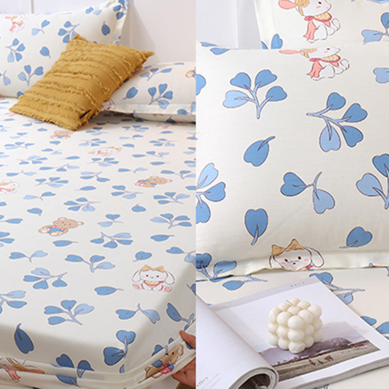 1-Piece Fitted Sheet Cotton Twill Fade Resistant Printing Soft Fitted Sheet