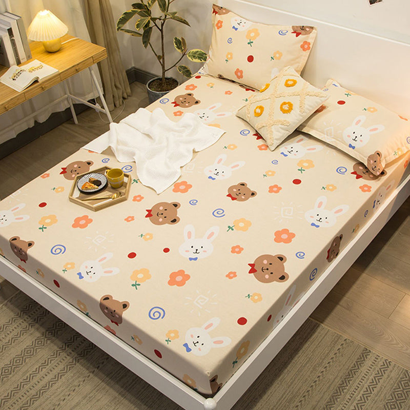 1-Piece Fitted Sheet Cotton Twill Fade Resistant Printing Soft Fitted Sheet