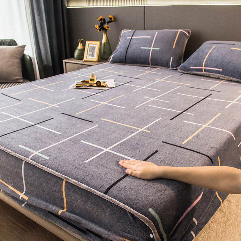 Non-Pilling Fitted Sheet Printing Breathable Flannel Fade Resistant Sheet Set