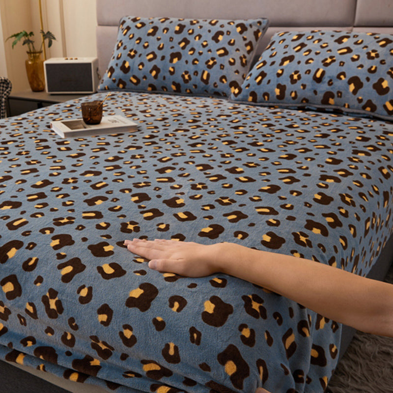 Non-Pilling Fitted Sheet Printing Breathable Flannel Fade Resistant Sheet Set