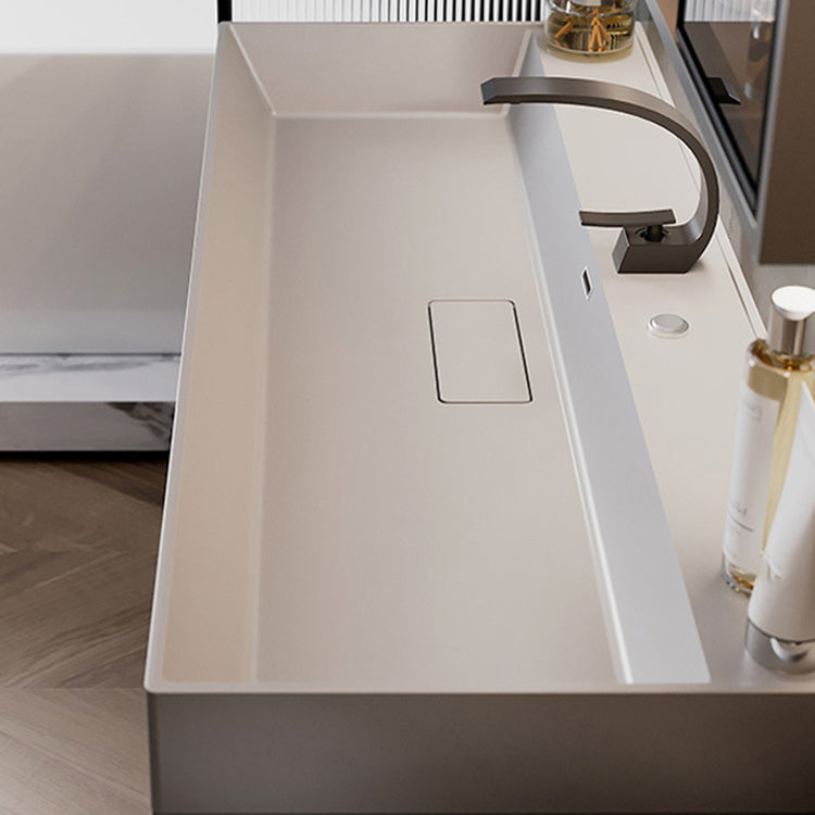 Contemporary Vanity Sink Wooden Wall-Mounted Bathroom Vanity Cabinet in Gray