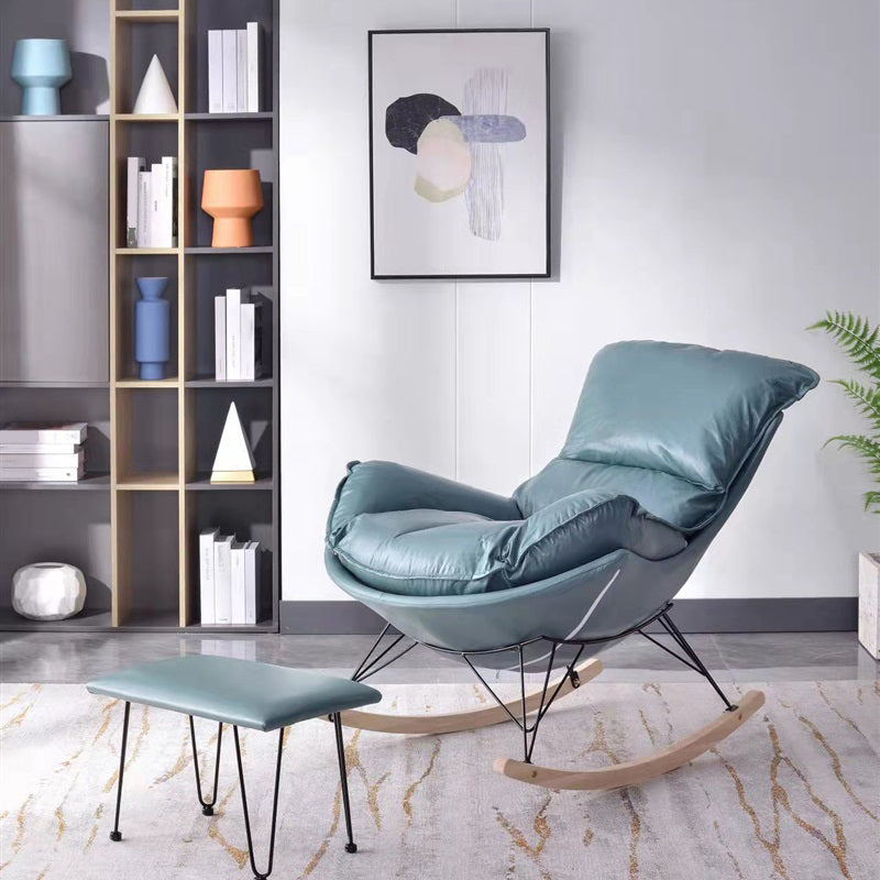 Contemporary Rocking Chair Faux Leather Glider Chair for Living Room