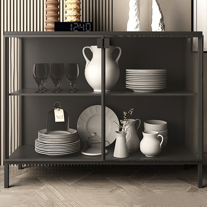 Contemporary Metal China Cabinet Glass Doors Display Cabinet with Doors