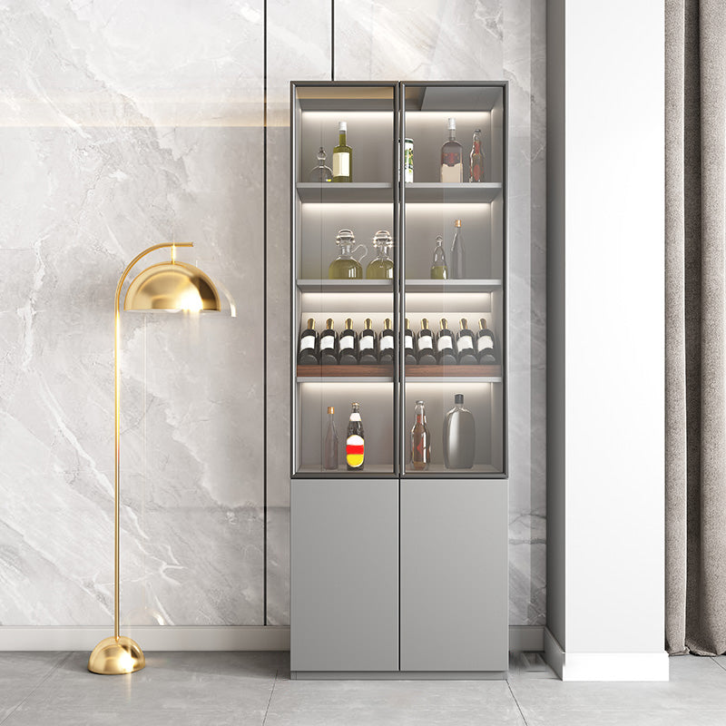 Contemporary Wood Display Stand Glass Doors Hutch Cabinet with Doors for Dining Room