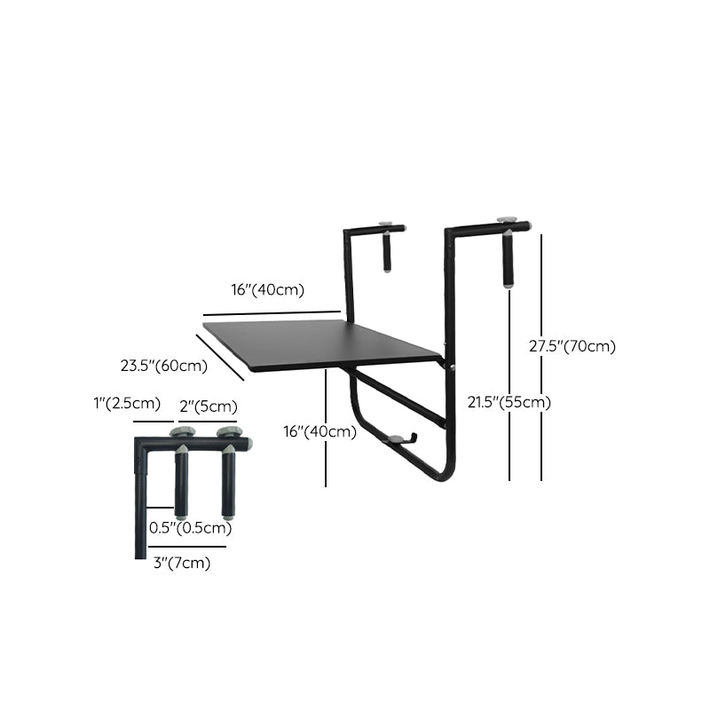 Black Iron Balcony Table 27.55" High Rectangle Water Resistant Table