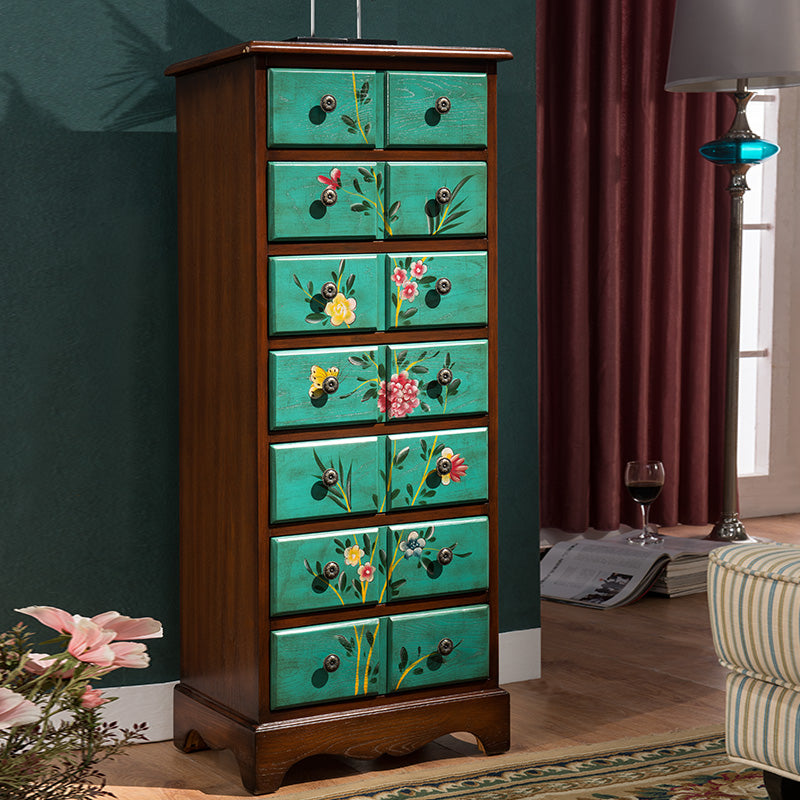 Coastal Wood Lingerie Chest Vertical Storage Chest for Bedroom