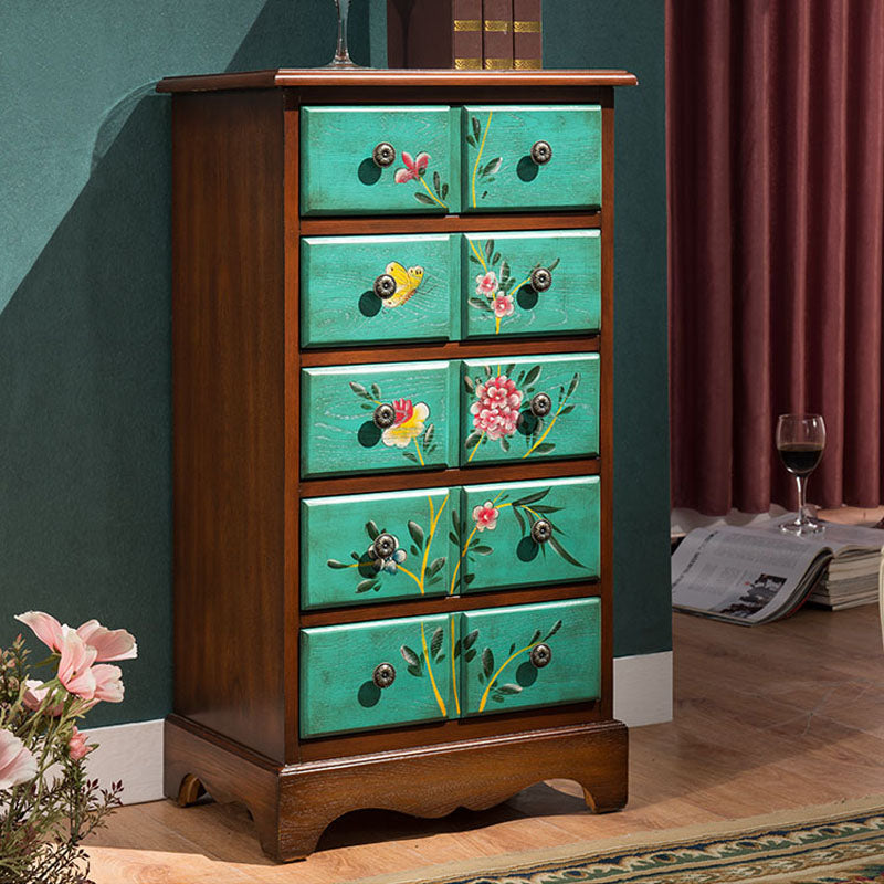 Coastal Wood Lingerie Chest Vertical Storage Chest for Bedroom