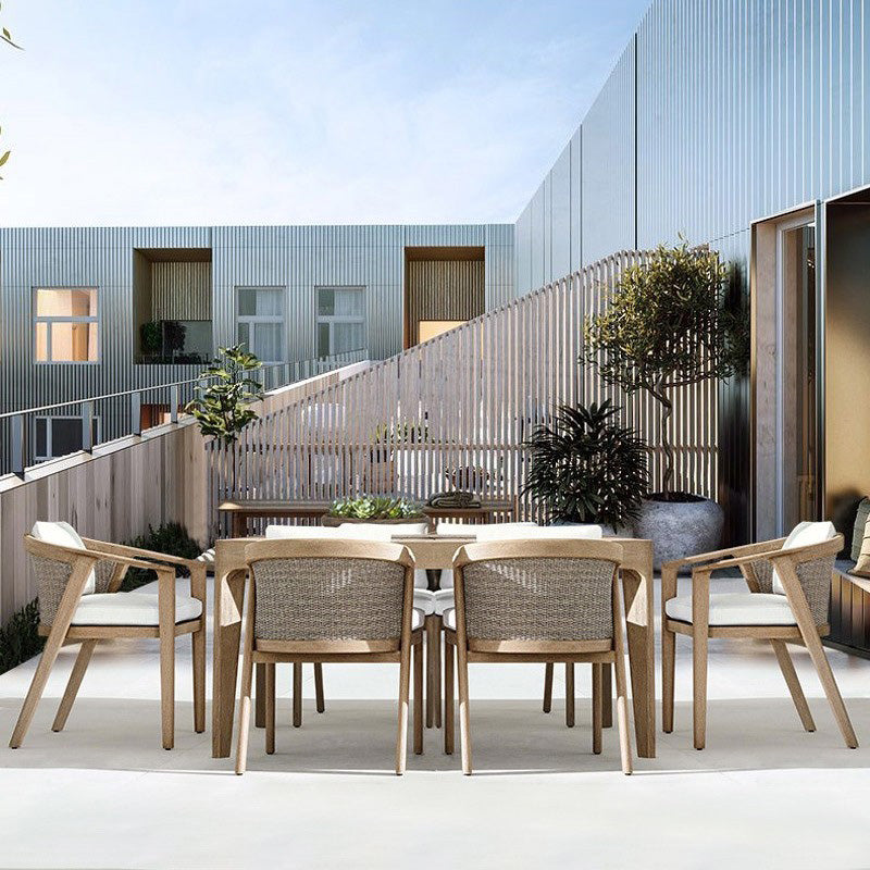 Farmhouse Solid Wood Dining Table Teak UV Resistant Dining Table