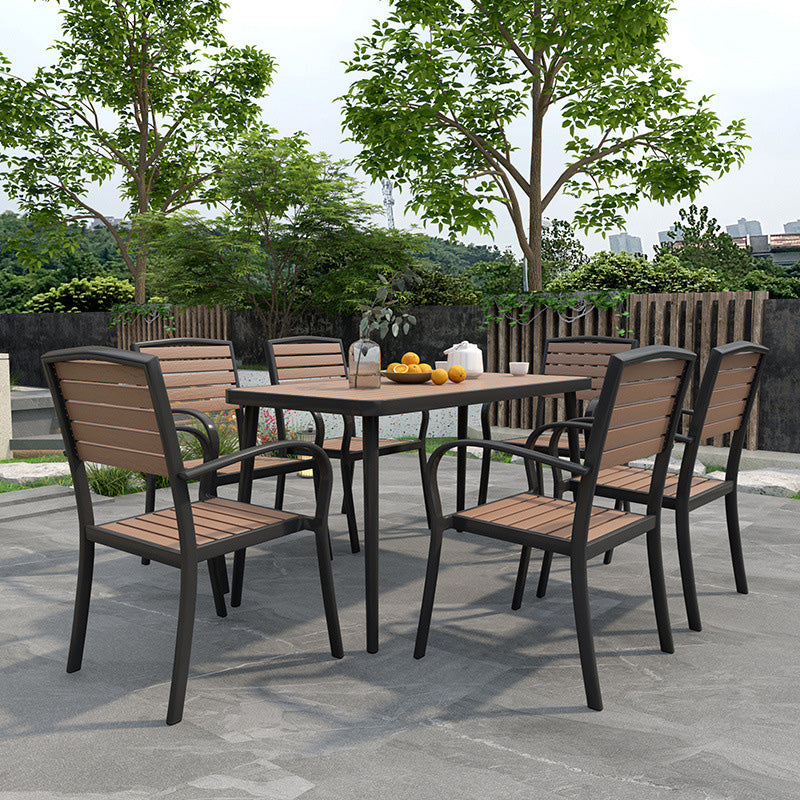 Industrial Brown Dining Set Rust Resistant Metal Dining Table