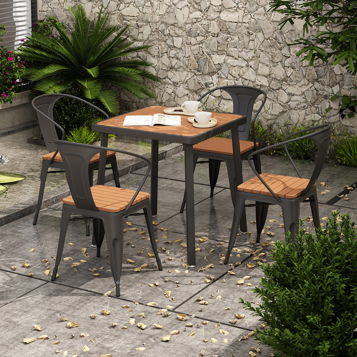 Industrial Unfinished Dining Set Metal UV Resistant Dining Set