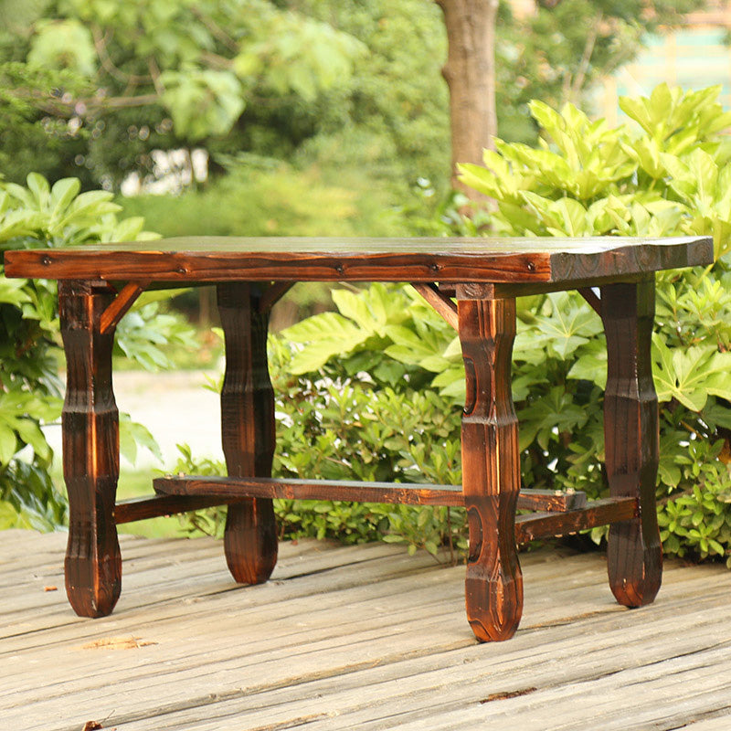 Rustic Rectangle Balcony Table Solid Wood Accent Table for Patio