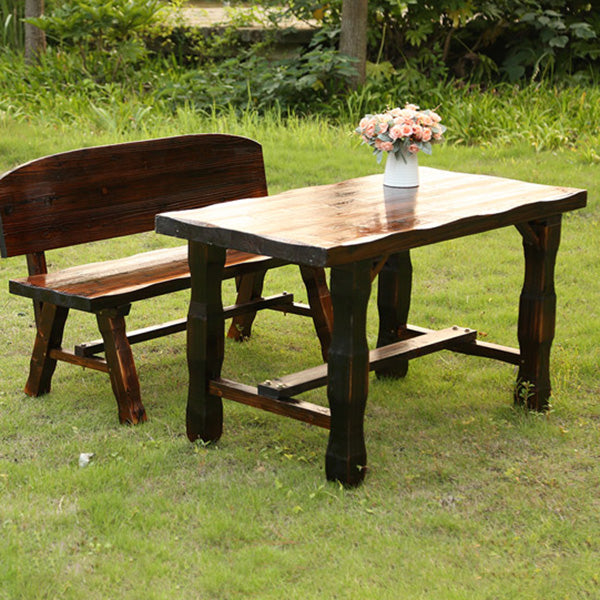 Rustic Rectangle Balcony Table Solid Wood Accent Table for Patio