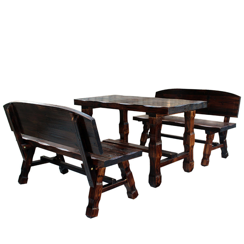 Rustic Rectangle Balcony Table Solid Wood Accent Table for Patio