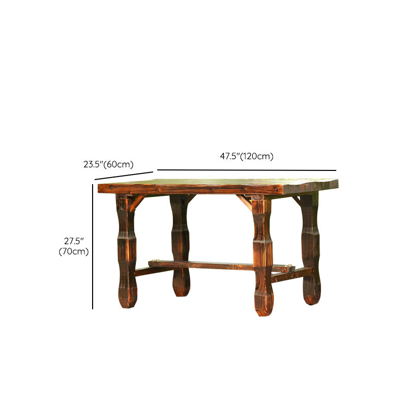 Rustic Rectangle Balcony Table Solid Wood Accent Table for Patio