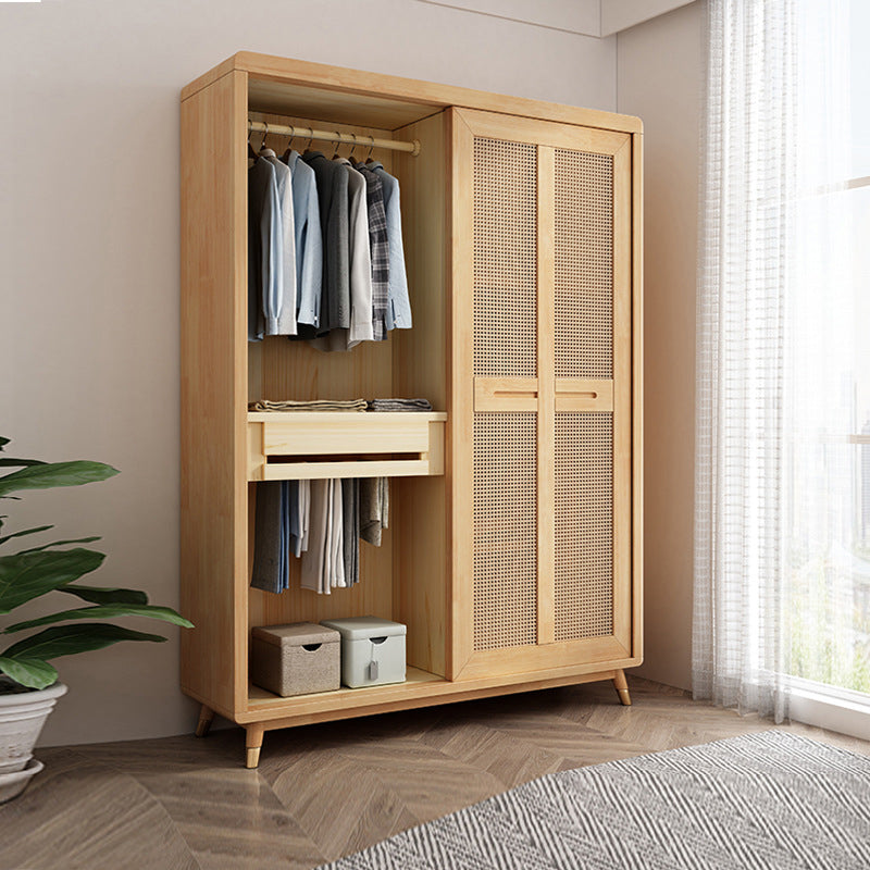 Rubberwood Wardrobe Closet Sliding Contemporary Wardrobe Armoire