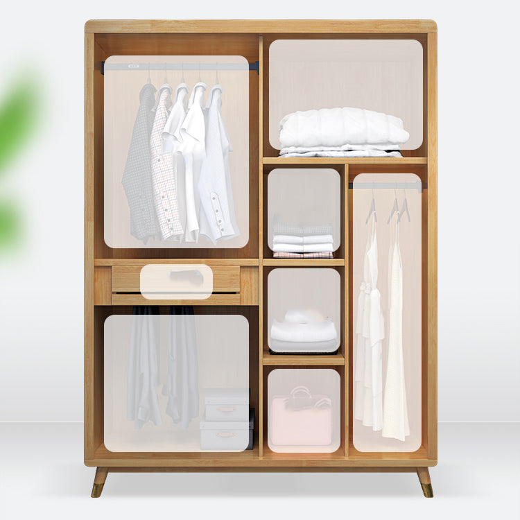 Rubberwood Wardrobe Closet Sliding Contemporary Wardrobe Armoire