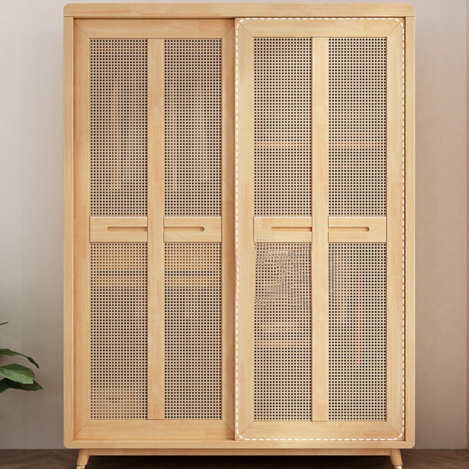 Rubberwood Wardrobe Closet Sliding Contemporary Wardrobe Armoire