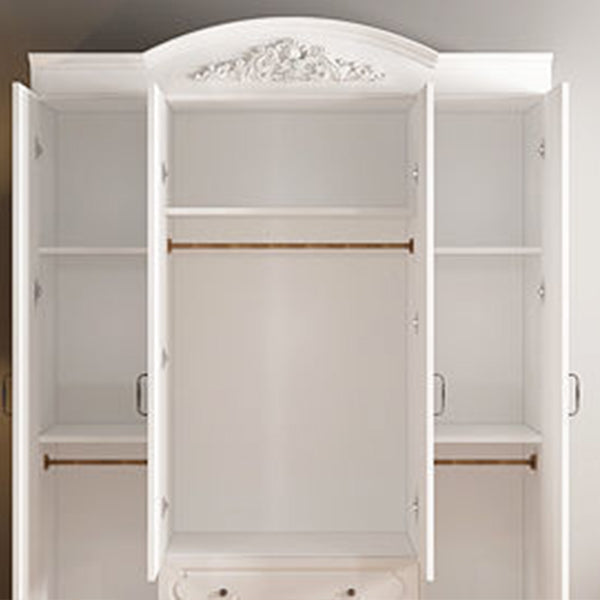 Engineered Wood Wardrobe Closet with Garment Rod White Wardrobe Cabinet
