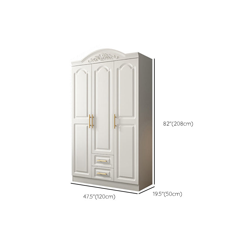 Engineered Wood Wardrobe Closet with Garment Rod White Wardrobe Cabinet