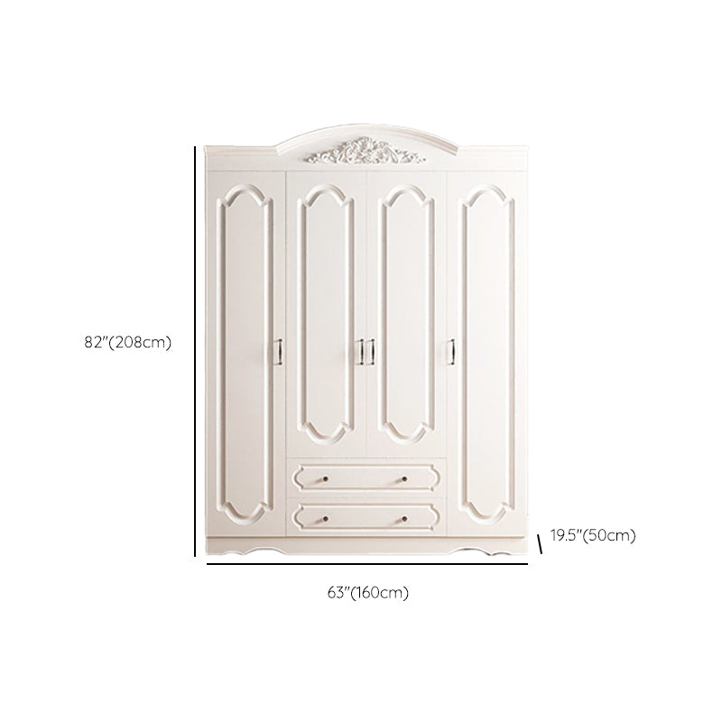 Engineered Wood Wardrobe Closet with Garment Rod White Wardrobe Cabinet