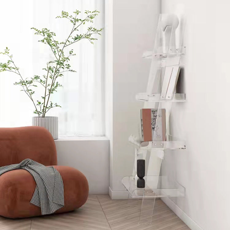 Ladder Open Back Bookshelf Acrylic Scandinavian Bookcase with Shelves