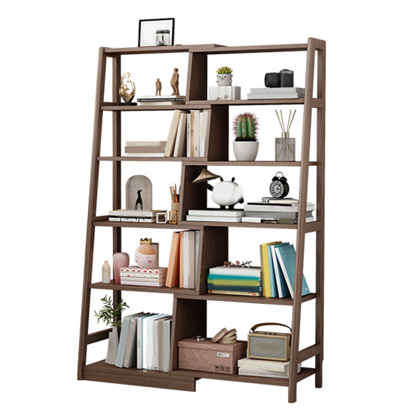 Wooden Ladder Bookshelf Modern Style Open Back Bookcase for Home Office