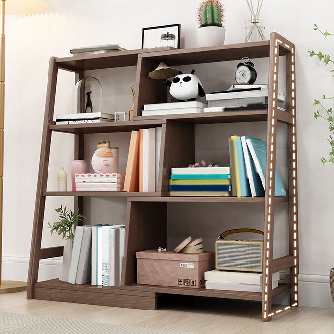 Wooden Ladder Bookshelf Modern Style Open Back Bookcase for Home Office